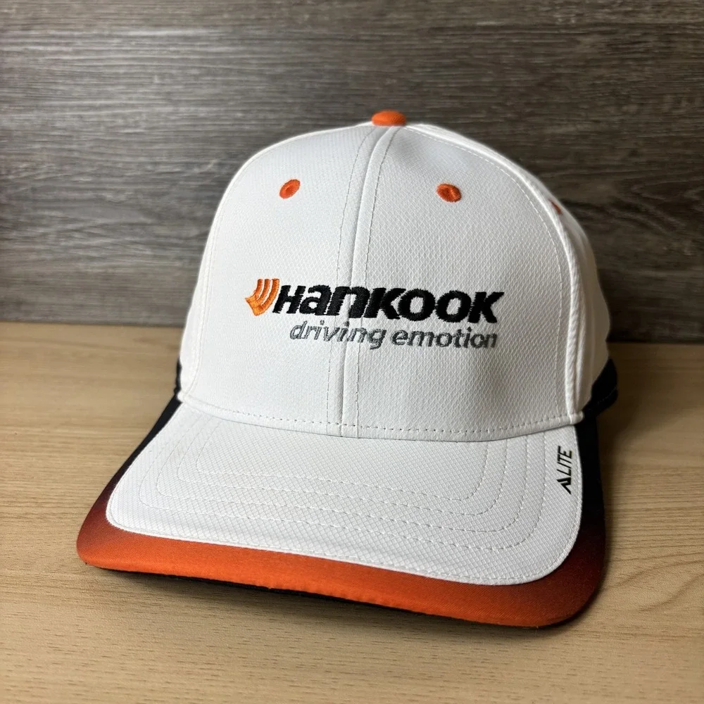 Hankook Hat Cap Strap Back White Black Orange Racing Embroidered Mens One Size